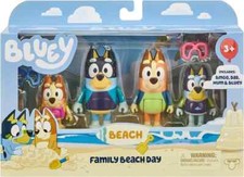 Bluey Family Beach Day Figures - 4pk Toy - Bingo Dad Mum  Bluey NEW in Box