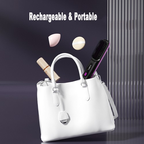 2 In 1 Straight Hair Comb Wireless Hair Straightener Brush Hair Fast Heating Por - Picture 3 of 10