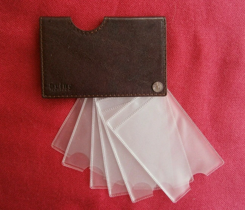 Vintage Leather Credit Cards Document Princ w/ Plastic Holders 6pc Kontinet - Image 4 of 4