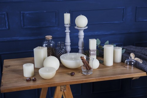Set of 3 Sphere Ball Candles 3" Unscented Handpoured for Weddings, Home - Picture 7 of 7