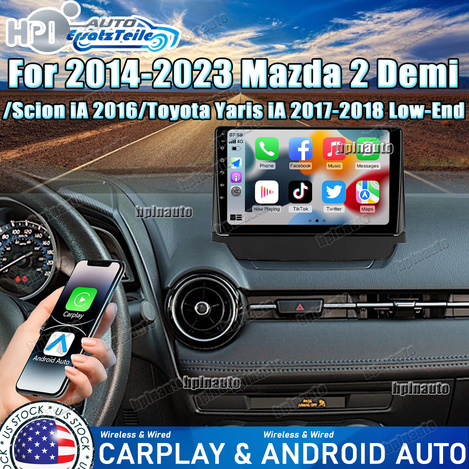 For Mazda 2 Demio 2014-23 Android 13 Car Stereo Radio GPS WIFI FM RDS Bluetooth