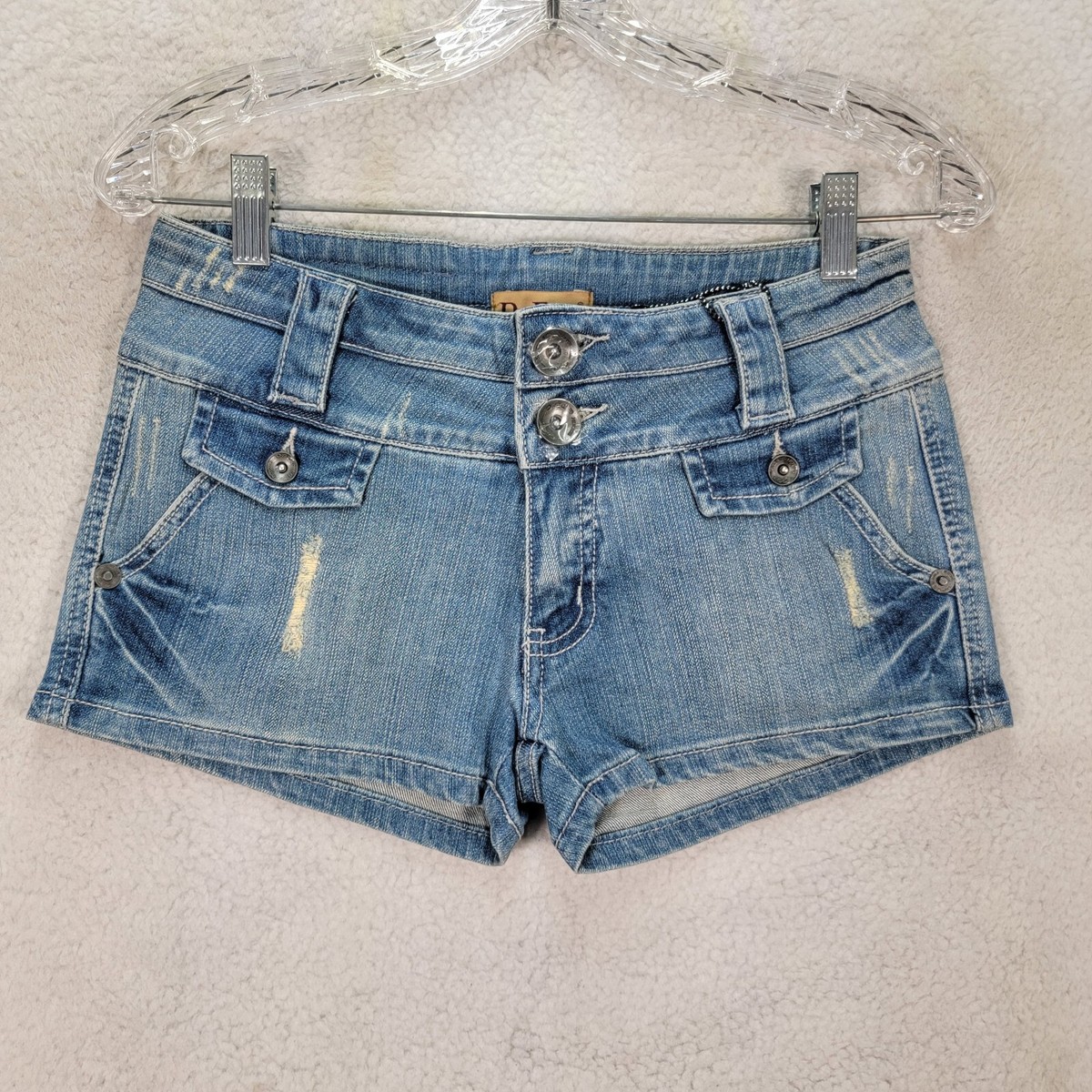 D Fuz Womens Shorts Size 7 Blue Denim Stretch NEW Low Rise Cheeky