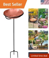 Copper Standing Bird Feeder and Bath Bowl 34 inch - Detachable Outdoor Stand ...