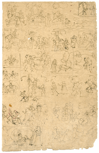 Un fragment de peinture à l'encre indienne préparatoire du 18ème siècle de Krishna - Photo 1 sur 2