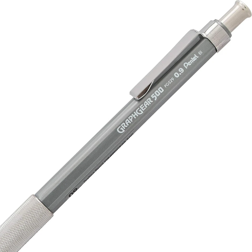 Lápiz de dibujo mecánico Pentel GraphGear 500, 0,9 mm, barril gris, paquete de 4 Foto 3 de 4