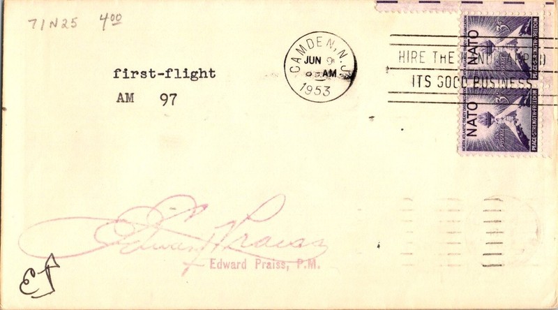 Colonial Airlines First Flight Camden New Jersey - Allentown Pennsylvania - 1953