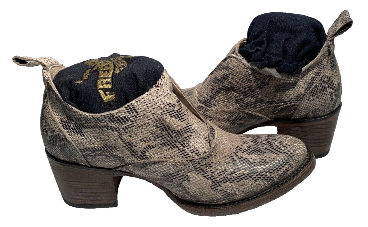 Freebird by Steven Sadie Leather Ankle Booties Gray Animal Print