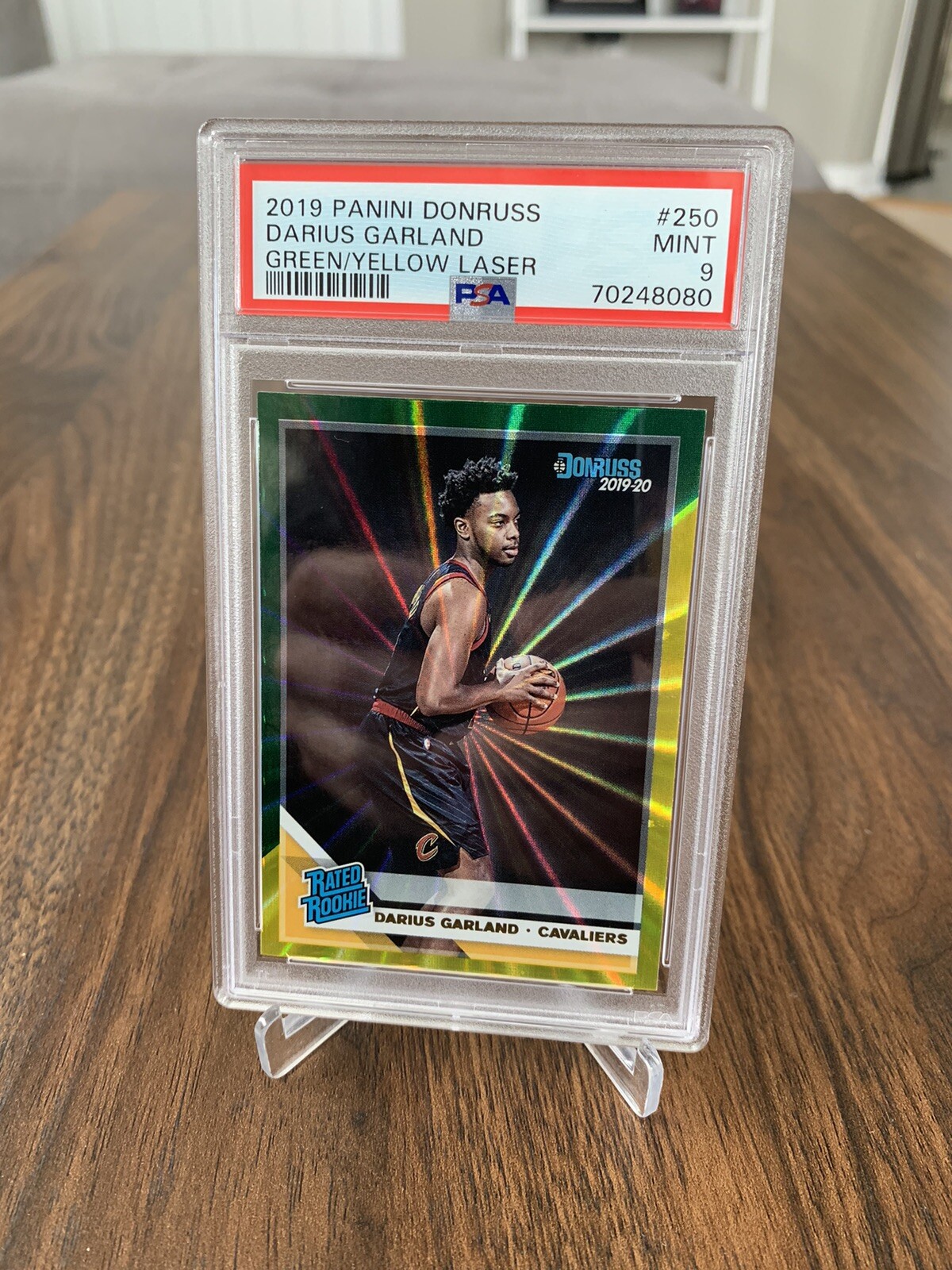 DARIUS GARLAND PSA 9 2019 PANINI DONRUSS #250 ROOKIE GREEN/YELLOW LASER