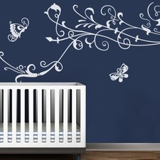 Butterflies Flower Wall Decal Inspiration Kids Child Room Vinyl Mural Art Decor