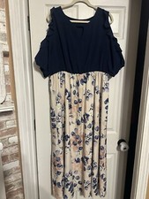SHEIN Curve Women’s 3XL Navy Blue Floral Dress 174