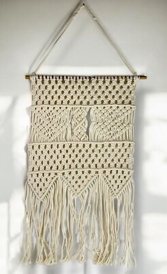 Handmade Macrame Wall Art Tribal Woven Fringe Wall Hanging Macrame Art Boho Chic