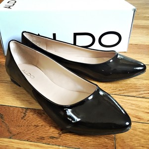 black patent leather flats