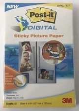 Post-It Digital Sticky Picture Paper - 4" x 6" for Inkjet Printer 65 Sheets  