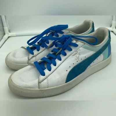 Preloved Puma Clyde Pink Dolphin White French Blue Men's Size 7 - FREE SHIPPING