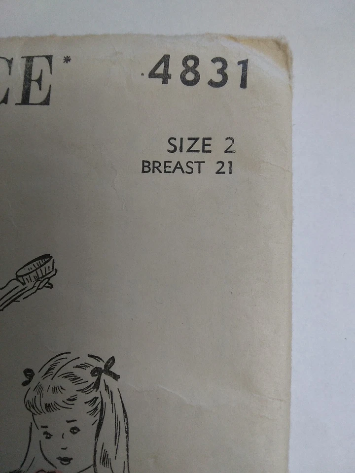Nightgown Sleep Nightie Girls 2 2T Advance 4831 Sewing Pattern VTG 40s Cut Long - Image 4 of 4