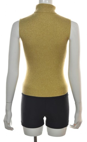 Cable u0026 Gauge Womens Sweater Size PS Gold Metallic Turtleneck Sleeveless  Silk | eBay