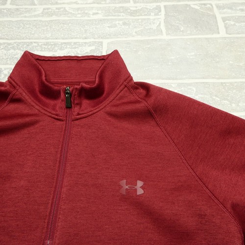 Under Armour ColdGear Sweater Adult XL Red 1/4 Zip Fleece Sweatshirt Mock Neck - Picture 2 of 9