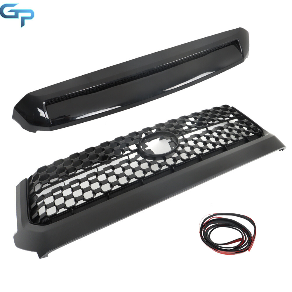 For Toyota Tundra 2014-2020 Front Grille Glossy Black&Hood Bulge