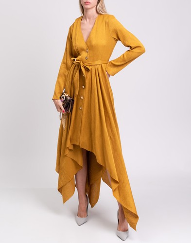 RRP€595 JUST CAVALLI Handkerchief Midi Dress IT40 US4 UK8 S Wrinkle Shimmer - Imagen 2 de 10