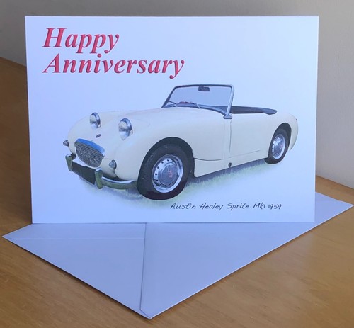Austin Healey Sprite Mk1 - 5 x 7 Zoll Geburtstag, Jubiläum, Ruhestand oder einfache Karte - Bild 2 von 10