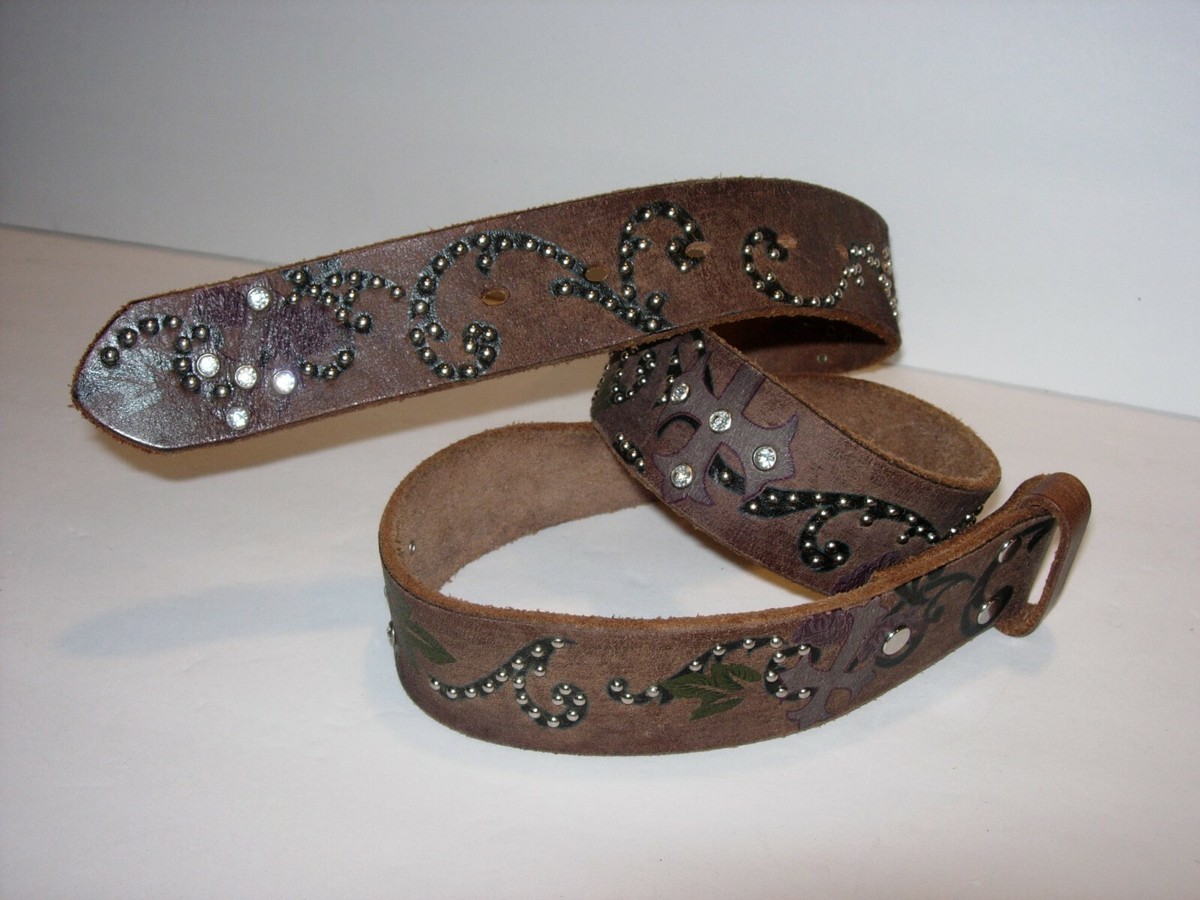 Womens BROWN BLACK PURPLE SILVER STUDS RHINESTONE NOCONA 