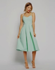 NEW NWT ASOS mint green Midi Skater Dress in Bonded Texture womens size 8