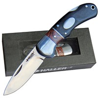"Haller Kleines Taschenmesser \"Backlock\" Pakkaholz Klappmesser Inkl. Geschenkbox"