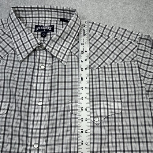 Panhandle Shirt XL White Gray Plaid Pearl Snap Cowboy Style Rodeo Wear Western - Picture 7 of 11