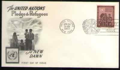 UN. 15. 3c. Refugee Family. Artcraft FDC. 1953