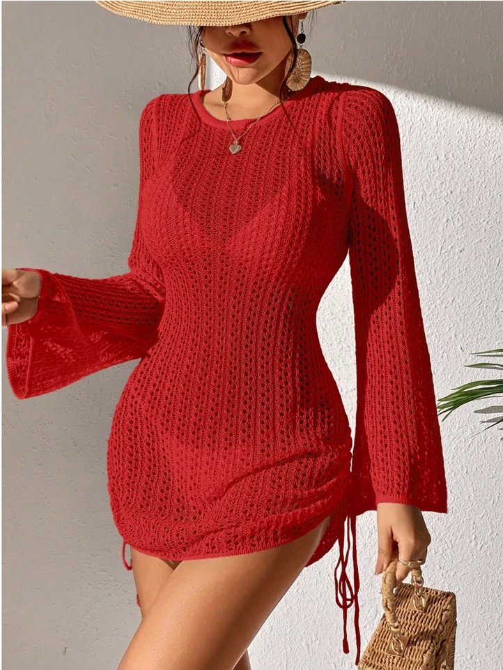 Красный плавать выдалбливают шнурка стороне прикрыть платье Sz S M L - Изображение 3 из 4