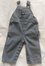 Key Unisex 18 Month Railroad Stripe Bib Overalls Blue White Denim Snap Crotch