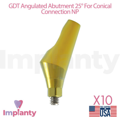 10x GDT Anatomic Angulated Dental Prosthetic 25° Titanium Conical NP 2.25mm