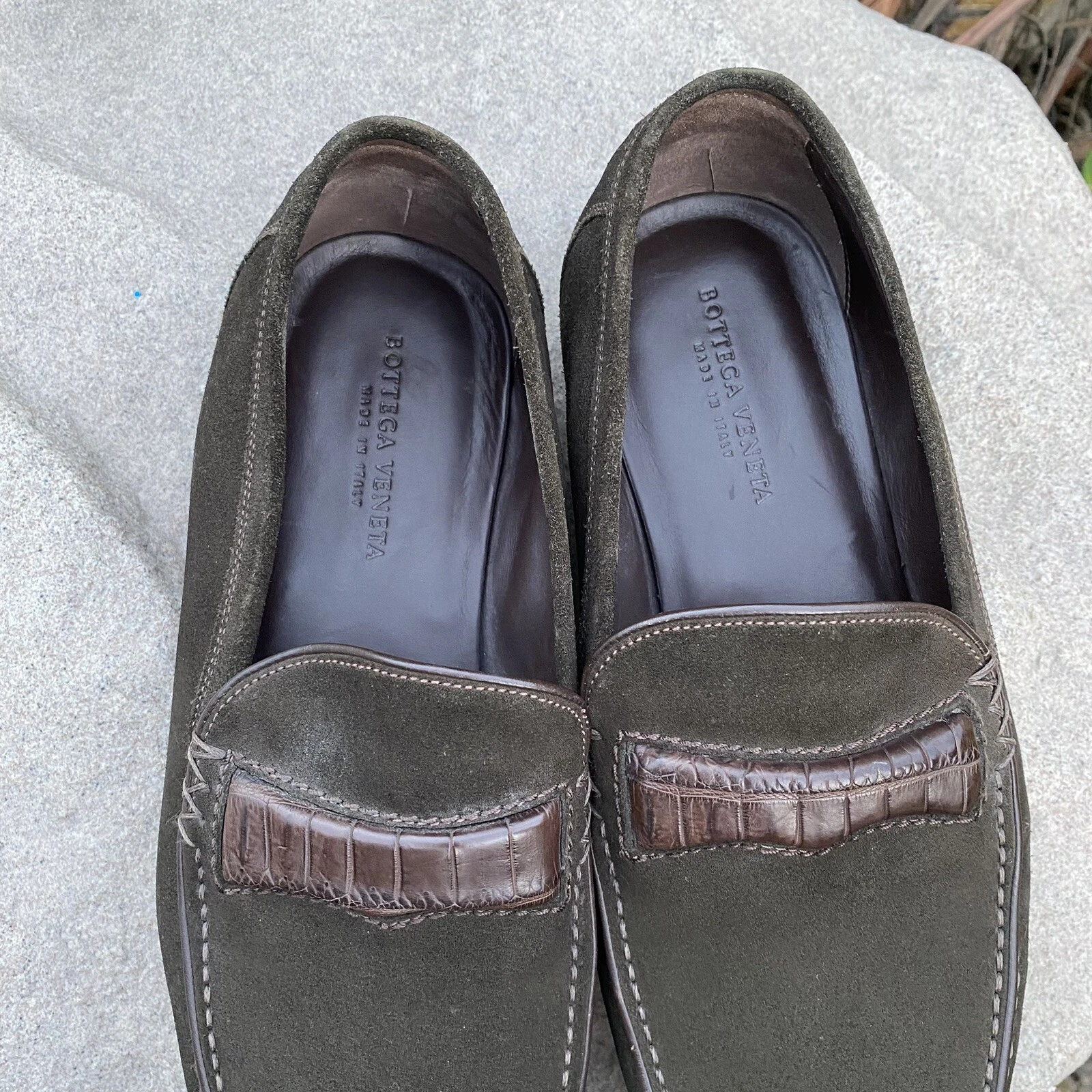 Mocassini Bottega Veneta uomo 8 D donna 11 marrone scamosciato elegante scarpa slip on