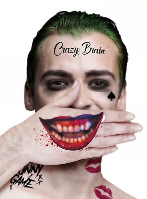 Joker Jared Klebetattoos - Fasching Karneval Halloween - Temporäres Haut-Tattoo