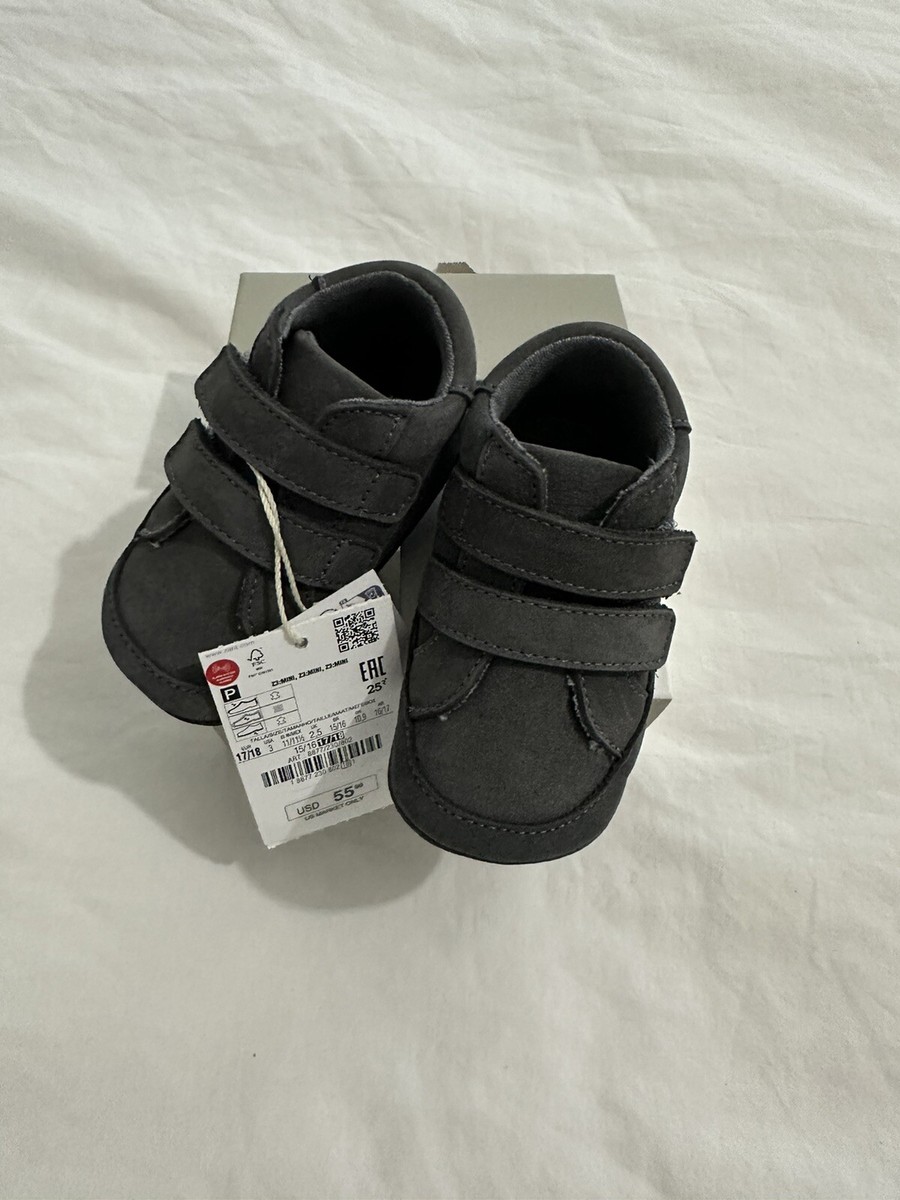 ZARA Kid’s Shoes Leather Gray Size USA EUR 17/18 MADE IN SPAIN (baby boy)