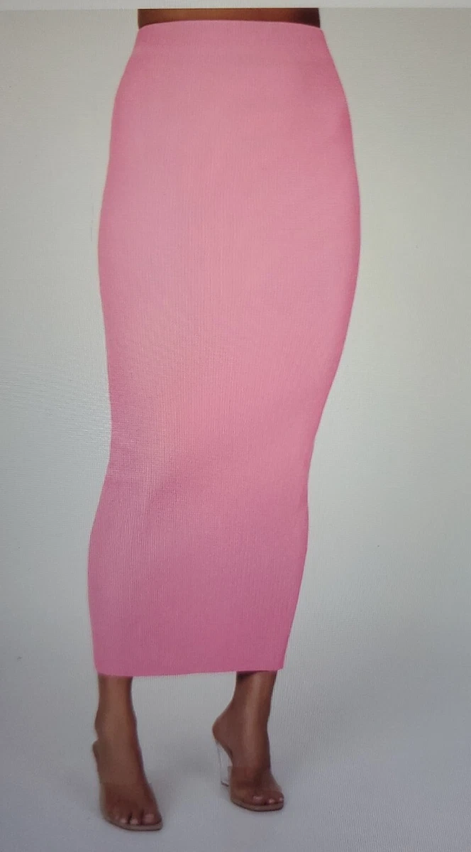 Hot pink knit skirt top