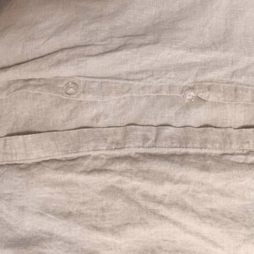 Copripiumino in lino semplice e opulenza - volant - 1 cuscino finta matrimoniale beige 68X88 - Foto 4 di 6