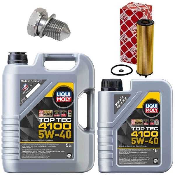 MotoröL Filter Set 4100 5W-40 Liqui Moly 6 Liter + Schraube FüR Skoda Vw Passat-image