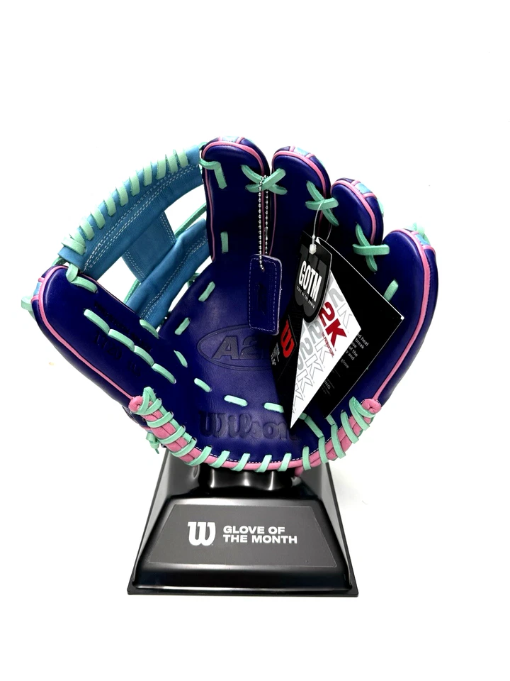 Guante del mes Wilson A2K 1720 octubre 2025 11,5" H-Web púrpura/azul claro RARO Foto 2 de 4