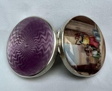 Outstanding Pictorial Guilloche Enamel Hallmarked Silver Box By Cohen & Charles