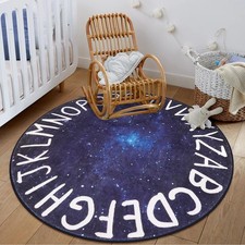 Livebox Space Round Abc Rug For Kids Playroom Alphabet Nursery Rug Crawling