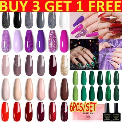 E-BESTDEAL 6x-Nail Gel Polish Set Soak off UV LED Colour Base Top Coat Nail Varnish Gift UK