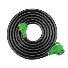  30 Amp RV Power Extension Cord, Heavy Duty STW 10AWG 3 15 Feet Green 30 Amp
