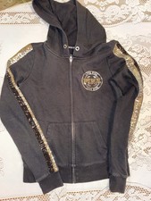 Victoria Secret Black  Gold Logo Sequin Hoodie Small