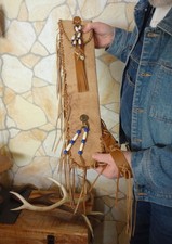 014 - Flötentasche Leder - Neu - Länge ca. 56/54 cm Farbe: Naturbraun