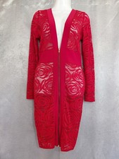 Auditions red Mesh Bodycon Dress Long Sleeve V-Neck Zip Front Size L