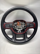 19-24 Ram 1500 Rebel Black Red Leather Steering Wheel Heated Controls Factory Oe 19-24 Ram 1500 Rebel Black Red Leather Steering Wheel Heated Controls Factory Oe