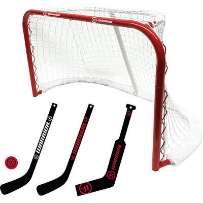 Warrior Pro Mini Metal Hockey Goal Combo Set - 30'' Net, 2 Mini Player, 1 Mini Go