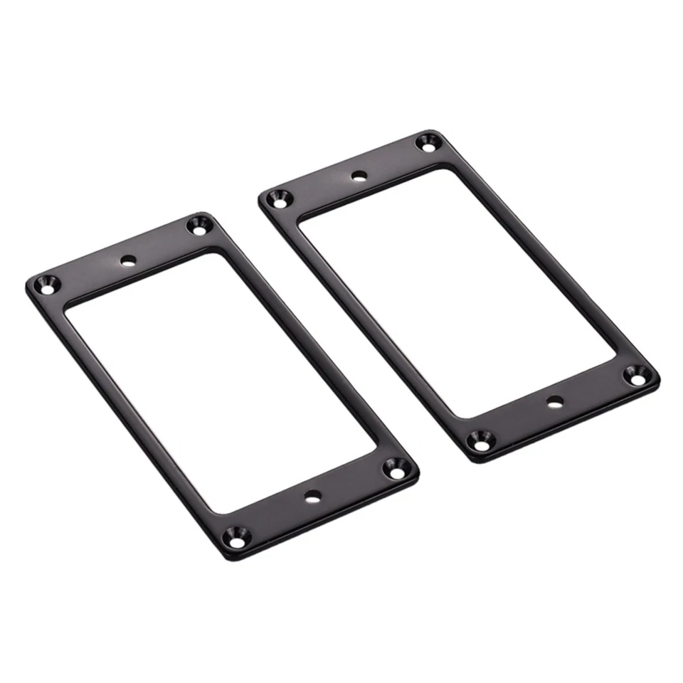 2 Pcs Guitar Humbucker Pickup Mounting Ring Frame Bridge Neck Flat Bottom Black - Image 4 of 4