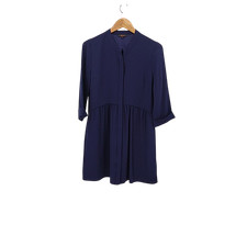 Quince Women Fluid Crepe Shirt Mini Dress Navy XS